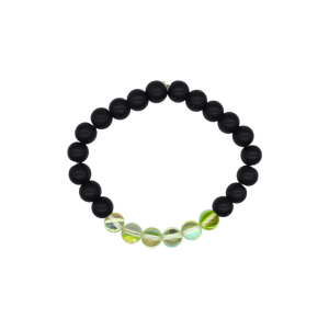 Pulsera de ónix con cuarzo eléctrico verde claro brilloso