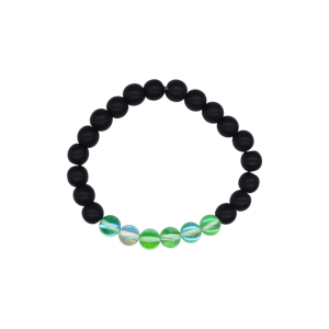 Pulsera de ónix con cuarzo eléctrico verde fuerte brilloso