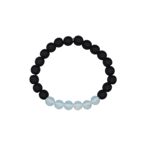 Pulsera de ónix con piedra luna (opalita)
