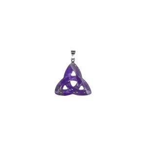 Dije tipo nudo celta o triqueta de cuarzo amatista