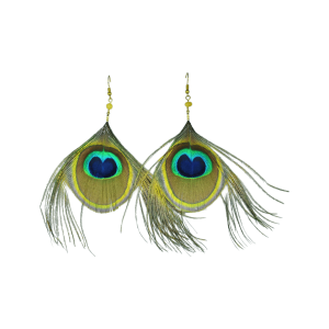 Aretes de pluma de pavoreal con ámbar