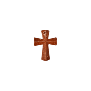 Dije en forma de cruz de piedra aventurina café de 35mm x 45mm