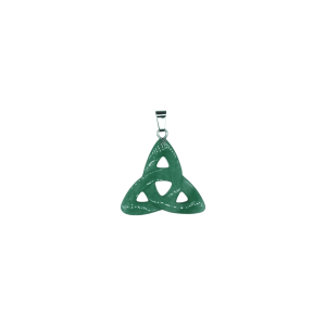 Dije tipo nudo celta o triqueta de cuarzo verde