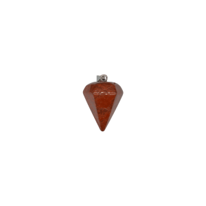 Dije tipo péndulo facetado grande de piedra jaspe rojo