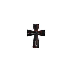 Dije en forma de cruz de piedra obsidiana marrón de 35mm x 45mm