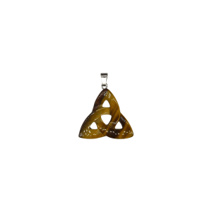 Dije tipo nudo celta o triqueta de piedra ojo de tigre
