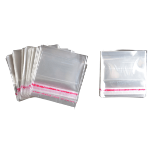 Bolsa de celofán sin cenefa con adhesivo | 6cm x 6cm | 100pz