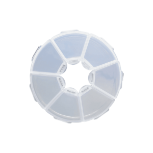 Estuche de plástico para bisutería en forma de circulo | 7 divisiones