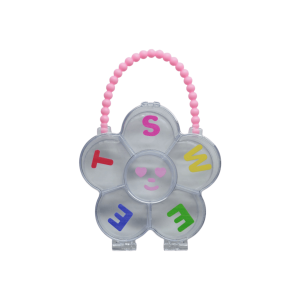 Estuche de plástico para bisutería en forma de flor | 6 divisiones